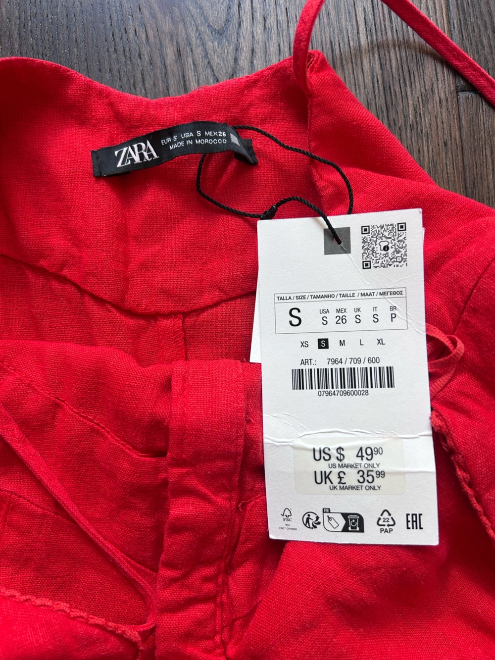 Zara Red Midi Button-Front Slip Dress - Picture 3 of 6
